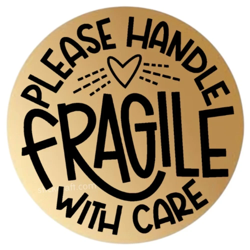 FRAGILE Handle With Care Stickers - 2” Round Shipping Labels